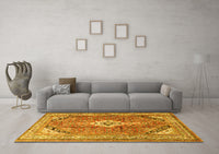 Machine Washable Persian Yellow Traditional Rug, wshtr3635yw