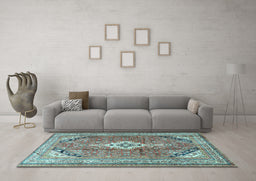 Machine Washable Persian Light Blue Traditional Rug in a Living Room, wshtr3635lblu