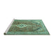 Sideview of Machine Washable Persian Turquoise Traditional Area Rugs, wshtr3635turq