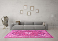 Machine Washable Persian Pink Traditional Rug, wshtr3635pnk