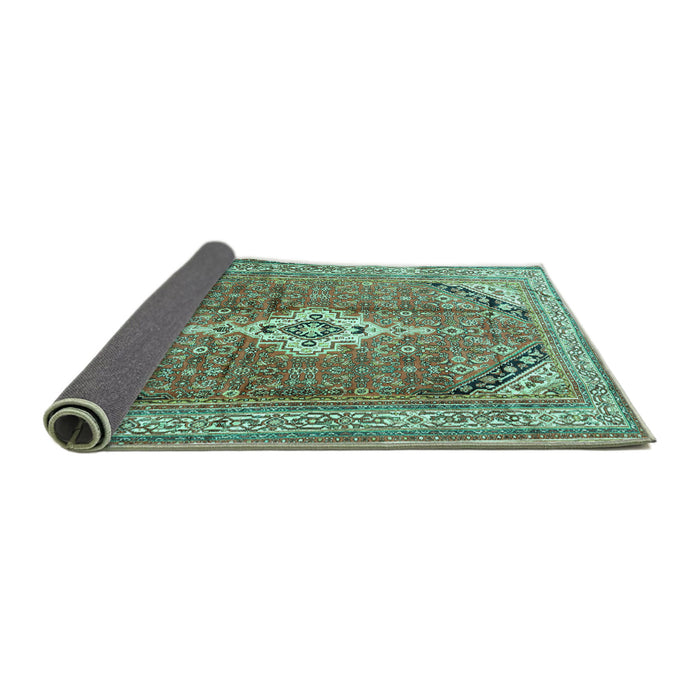 Sideview of Persian Turquoise Traditional Rug, tr3635turq