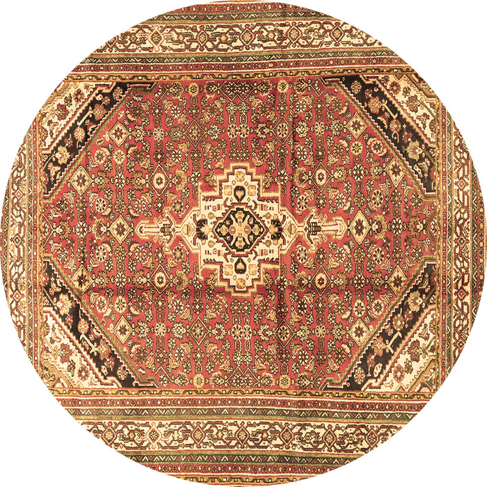 Round Persian Brown Traditional Rug, tr3635brn