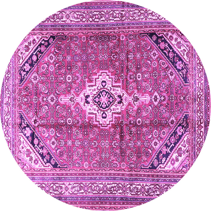 Round Machine Washable Persian Purple Traditional Area Rugs, wshtr3635pur
