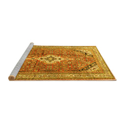 Sideview of Machine Washable Persian Yellow Traditional Rug, wshtr3635yw