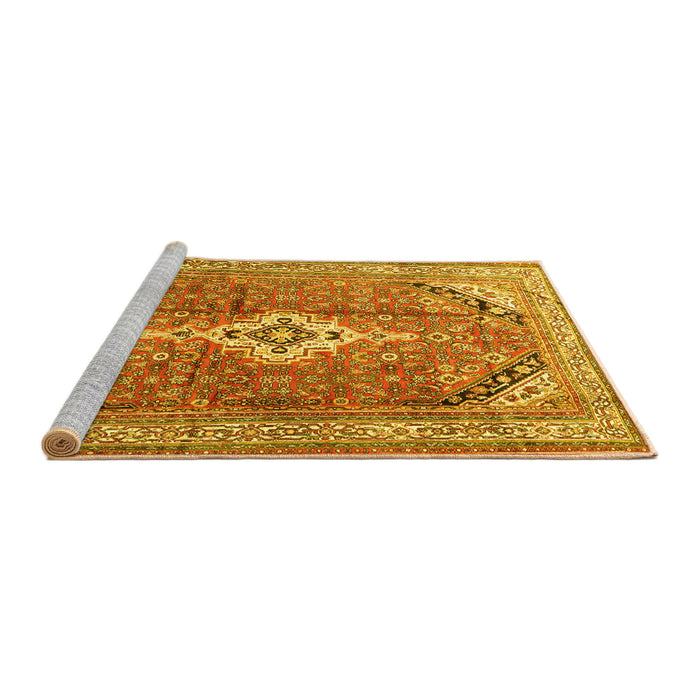 Sideview of Machine Washable Persian Yellow Traditional Rug, wshtr3635yw