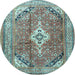 Round Machine Washable Persian Light Blue Traditional Rug, wshtr3635lblu