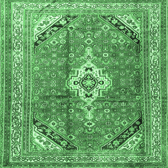 Square Machine Washable Persian Emerald Green Traditional Area Rugs, wshtr3635emgrn