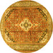 Round Persian Yellow Traditional Rug, tr3635yw