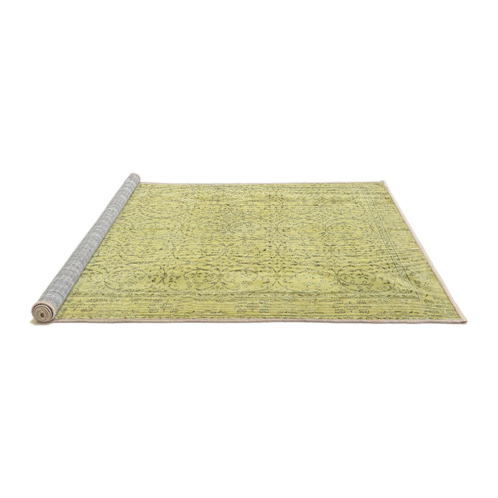 Sideview of Machine Washable Traditional Metallic Gold Rug, wshtr3636