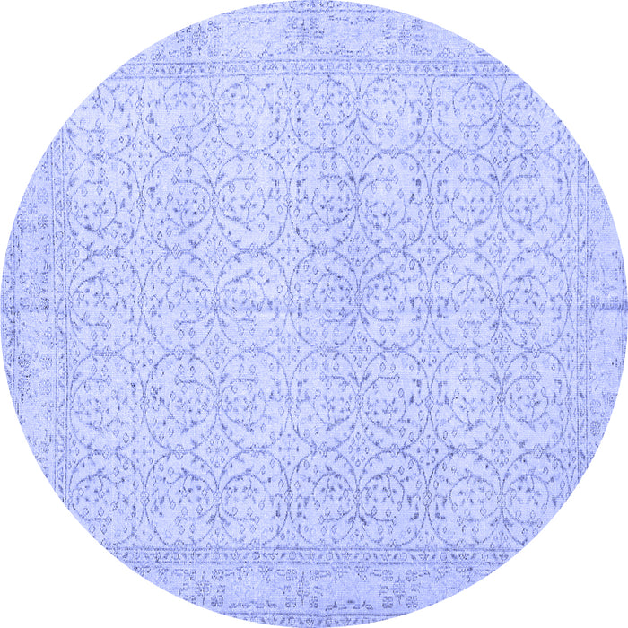 Round Machine Washable Persian Blue Traditional Rug, wshtr3636blu