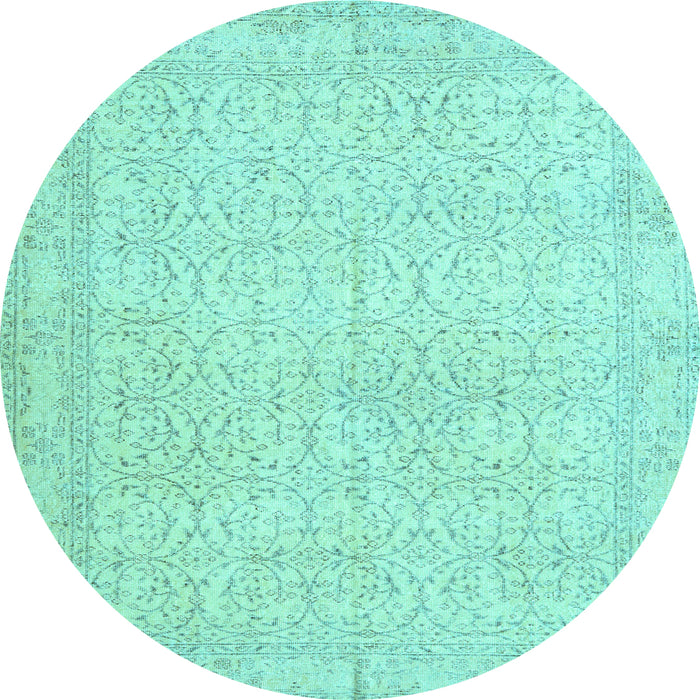 Round Machine Washable Persian Light Blue Traditional Rug, wshtr3636lblu