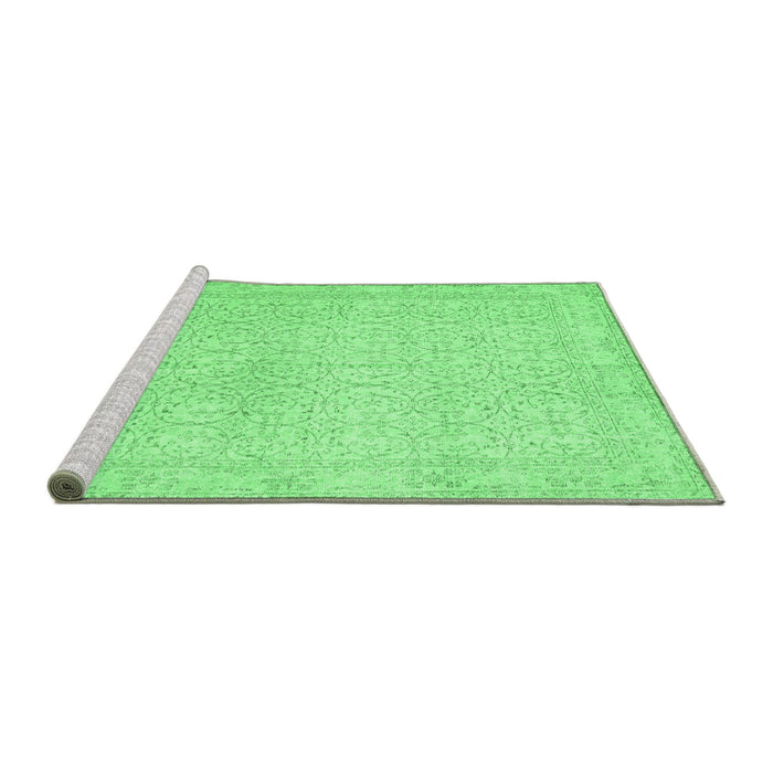 Sideview of Machine Washable Persian Emerald Green Traditional Area Rugs, wshtr3636emgrn
