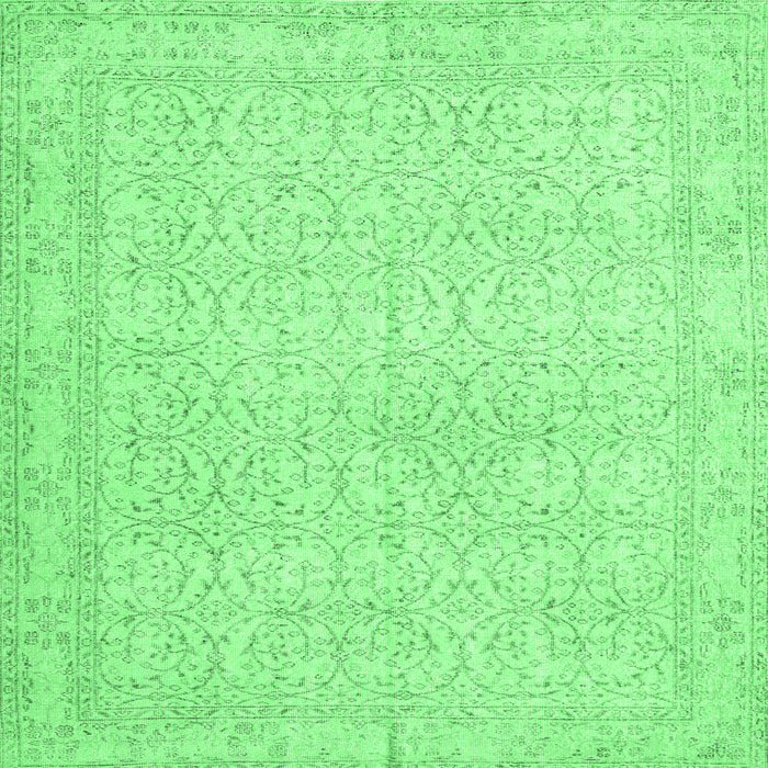 Square Machine Washable Persian Emerald Green Traditional Area Rugs, wshtr3636emgrn