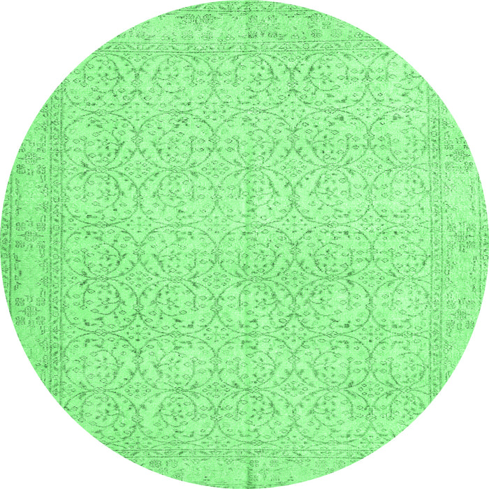 Round Persian Emerald Green Traditional Rug, tr3636emgrn
