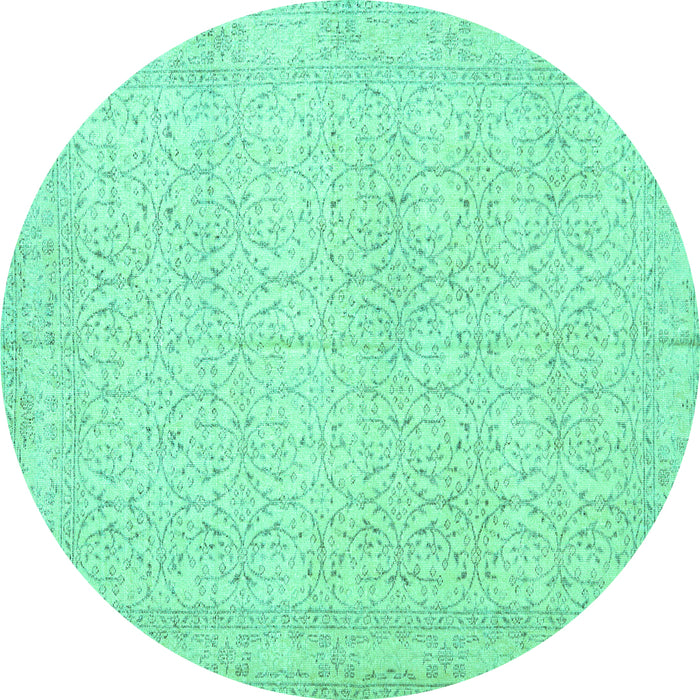 Round Persian Turquoise Traditional Rug, tr3636turq