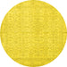 Round Machine Washable Persian Yellow Traditional Rug, wshtr3636yw