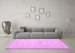 Machine Washable Persian Purple Traditional Area Rugs in a Living Room, wshtr3636pur