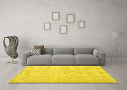 Machine Washable Persian Yellow Traditional Rug in a Living Room, wshtr3636yw
