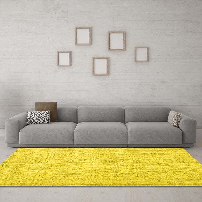 Machine Washable Persian Yellow Traditional Rug in a Living Room, wshtr3636yw