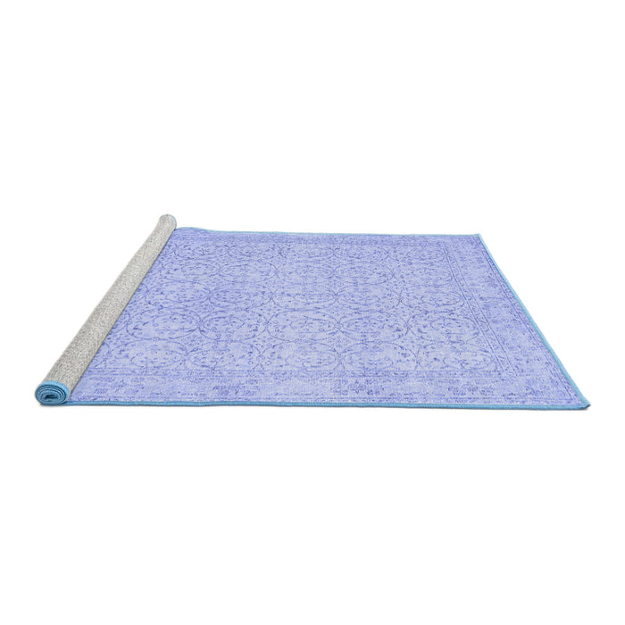 Sideview of Machine Washable Persian Blue Traditional Rug, wshtr3636blu