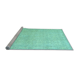 Sideview of Machine Washable Persian Light Blue Traditional Rug, wshtr3636lblu