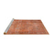 Sideview of Machine Washable Traditional Orange Red Rug, wshtr3637