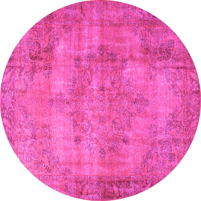 Round Machine Washable Persian Pink Traditional Rug, wshtr3637pnk