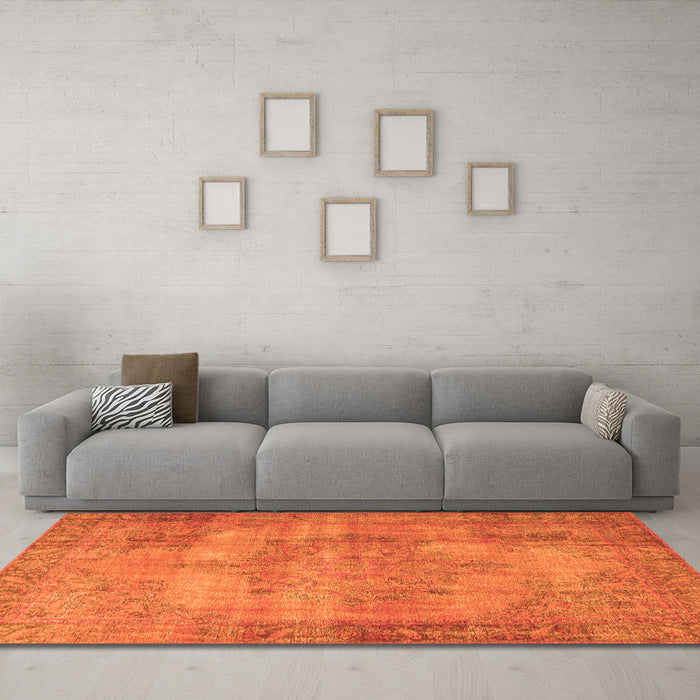 Machine Washable Persian Orange Traditional Area Rugs in a Living Room, wshtr3637org