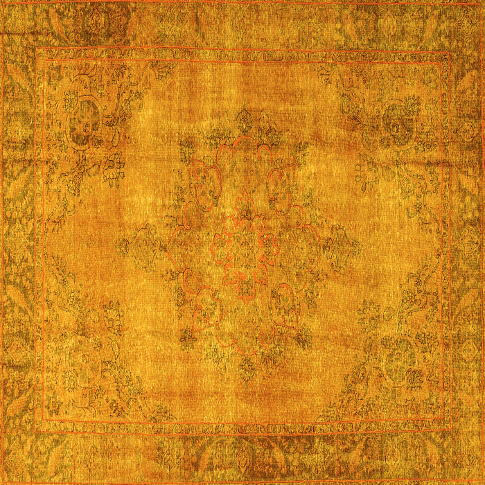 Square Machine Washable Persian Yellow Traditional Rug, wshtr3637yw