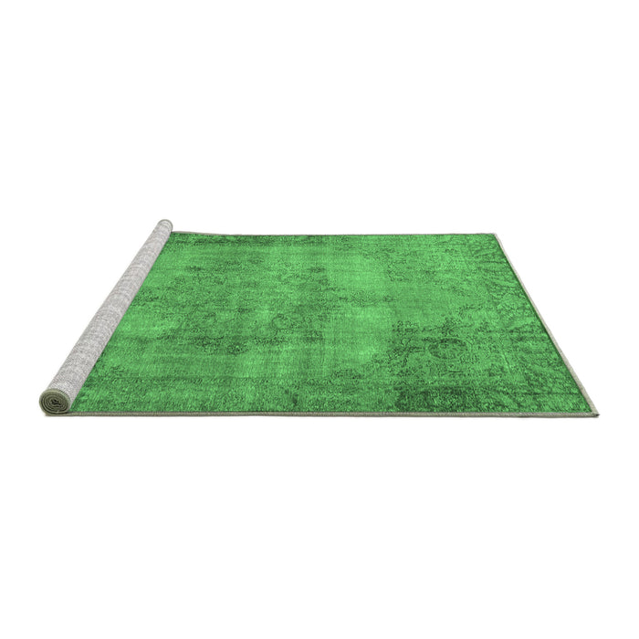 Sideview of Machine Washable Persian Emerald Green Traditional Area Rugs, wshtr3637emgrn