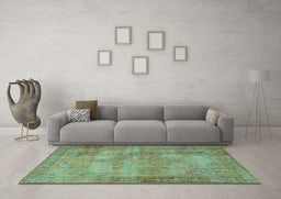 Machine Washable Persian Turquoise Traditional Area Rugs in a Living Room,, wshtr3637turq