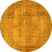 Round Machine Washable Persian Yellow Traditional Rug, wshtr3637yw