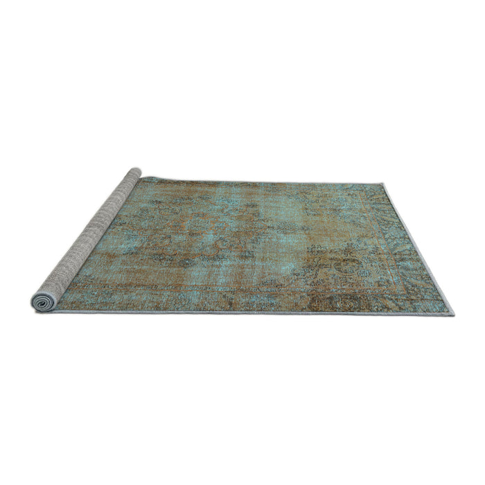 Sideview of Machine Washable Persian Light Blue Traditional Rug, wshtr3637lblu