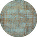 Round Persian Light Blue Traditional Rug, tr3637lblu