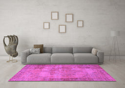 Machine Washable Persian Purple Traditional Area Rugs in a Living Room, wshtr3637pur