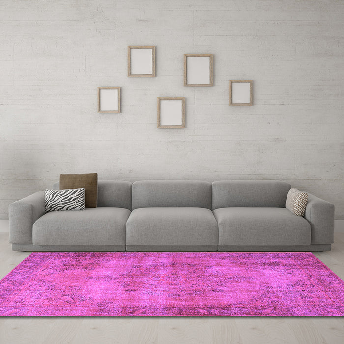 Machine Washable Persian Purple Traditional Area Rugs in a Living Room, wshtr3637pur