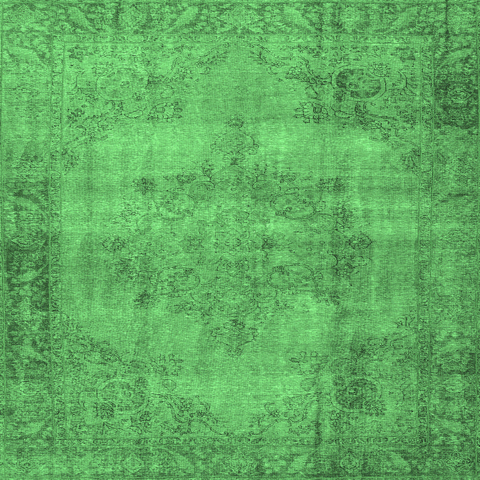 Square Machine Washable Persian Emerald Green Traditional Area Rugs, wshtr3637emgrn