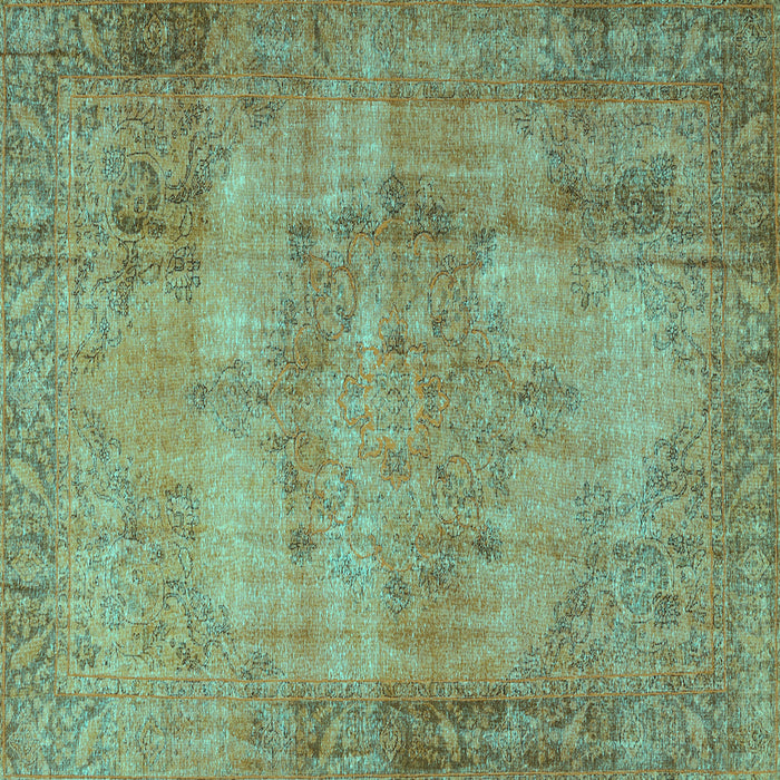 Square Machine Washable Persian Turquoise Traditional Area Rugs, wshtr3637turq