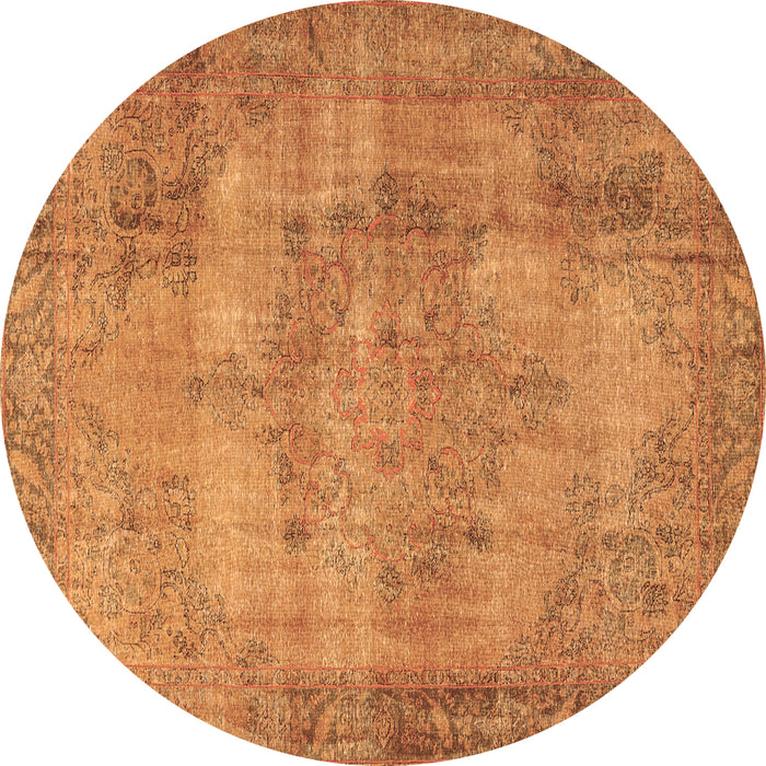 Round Persian Brown Traditional Rug, tr3637brn