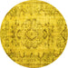 Round Persian Yellow Traditional Rug, tr3638yw