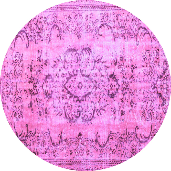 Round Machine Washable Persian Purple Traditional Area Rugs, wshtr3638pur