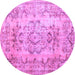 Round Machine Washable Persian Purple Traditional Area Rugs, wshtr3638pur