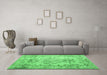 Machine Washable Persian Emerald Green Traditional Area Rugs in a Living Room,, wshtr3638emgrn