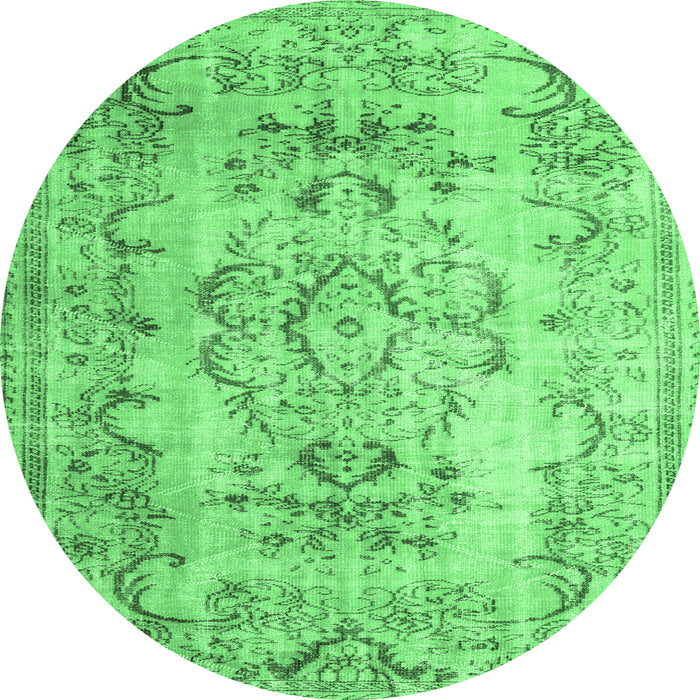 Round Machine Washable Persian Emerald Green Traditional Area Rugs, wshtr3638emgrn