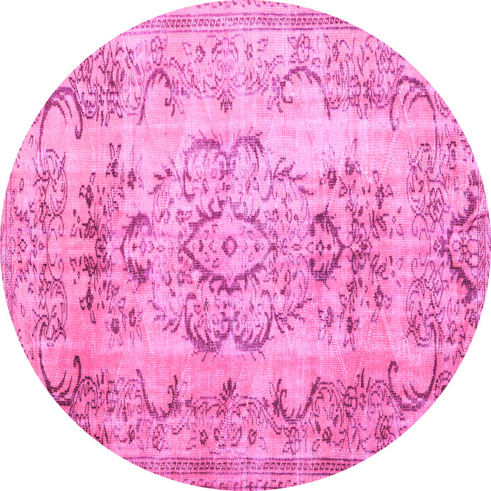 Round Persian Pink Traditional Rug, tr3638pnk
