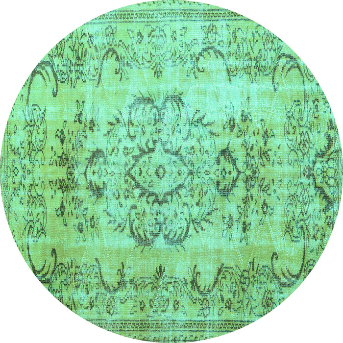 Round Persian Turquoise Traditional Rug, tr3638turq