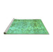 Sideview of Machine Washable Persian Turquoise Traditional Area Rugs, wshtr3638turq