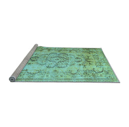 Sideview of Machine Washable Persian Light Blue Traditional Rug, wshtr3638lblu