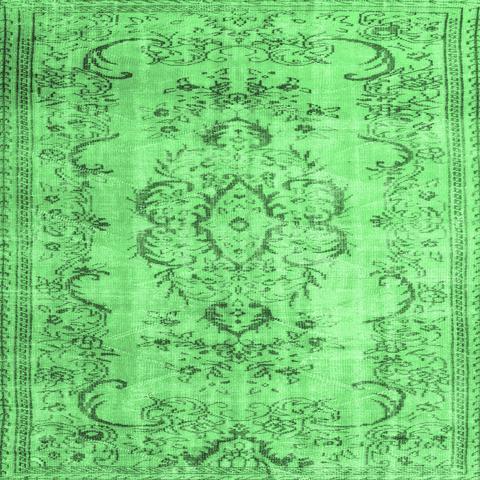 Square Machine Washable Persian Emerald Green Traditional Area Rugs, wshtr3638emgrn