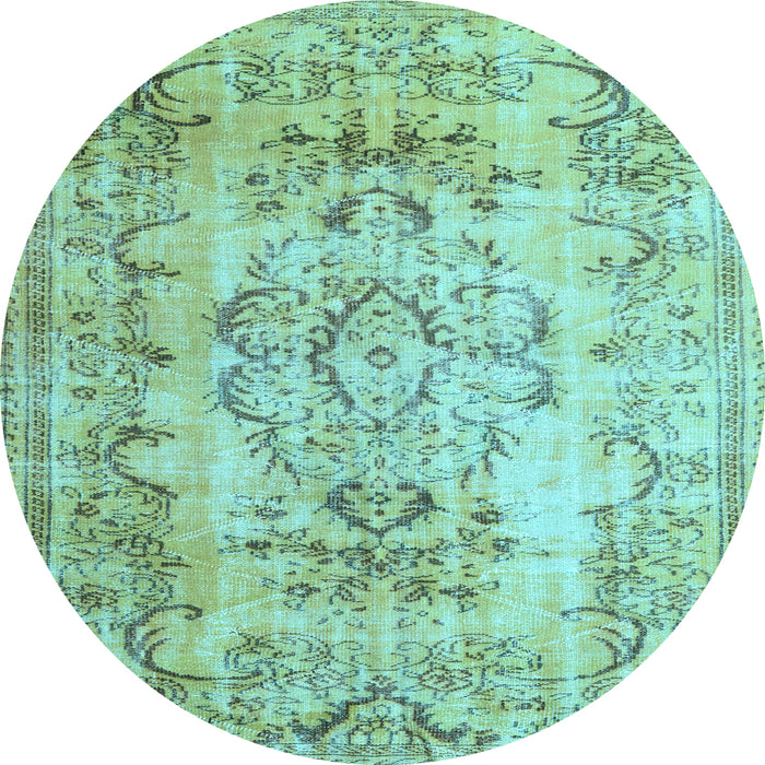 Round Machine Washable Persian Light Blue Traditional Rug, wshtr3638lblu